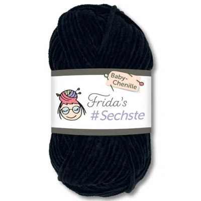Image of Frida&#039;s Wollhaus 50g #Sixth Baby Chenille Yarn Knitting Crochet Wool Amigurumi Velvety Soft 30 Colours (742 Black)