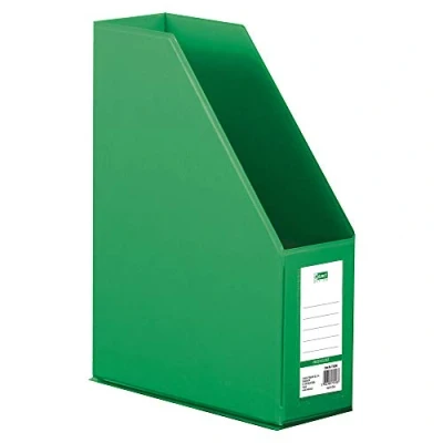 Image of D.RECT Plastic Organiser Magazine Holder with Viewing Window for Labelling PVC A4 90 mm Foldable Green