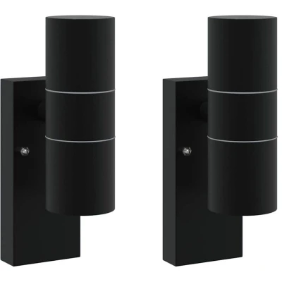 Image of vidaXL Outdoor Wall Lights 2 pcs Black Stainless Steel IP44