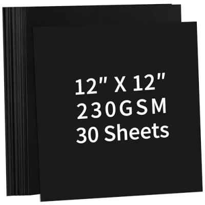Image of Black Cardstock 12&#039;&#039; x 85lb 30 Sheets Cover Card Stock Paper for Scrapbooking, Crafts, Business Cards UAP05BK