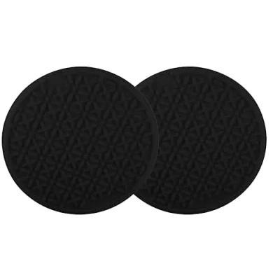 Image of Fackelmann 4in1 Pot Holders x2, Heat Proof Silicone &amp; Pan Mat, Circle Trivet Protect Surface, Resistant Counter Mat Set of Two, Flexible Anti Slip Cooking Coaster, 20.5x20.5cm, Black/Red