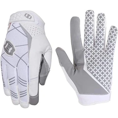 Image of Seibertron Pro 3.0 Elite Ultra Stick Sports Receiver Glove American Football Gloves Youth and Adult (White, L)