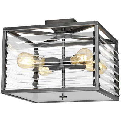 Image of Louvre 4 Light Flush Gunmetal Paint Finish