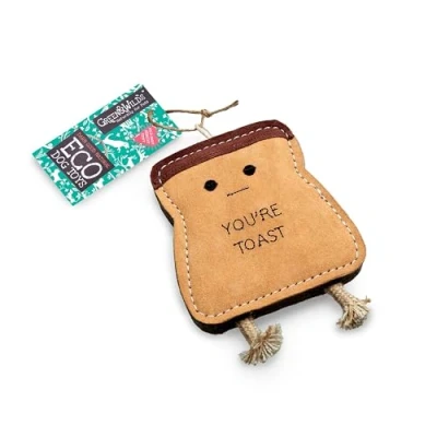Image of Green &amp; Wilds Eco Friendly Natural Dog Toy You&#039;re Toast Suede Jute Sustainable Chew