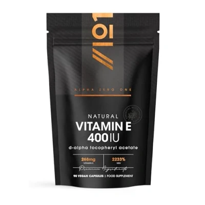 Image of Vitamin E 400IU D Alpha Tocopherol 100% Natural 90 Vegan Capsules Highly Absorbable 3 Month Supply Protects Cells from Oxidative Stress by Alpha01