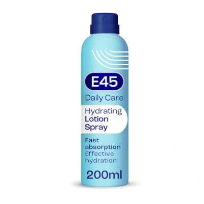 Image of E45 Spray Moisturiser 200 ml Daily Lotion for Dry Sensitive Skin Fast Absorbing Body Soft and Lasting Hydration Suitable Eczema Prone