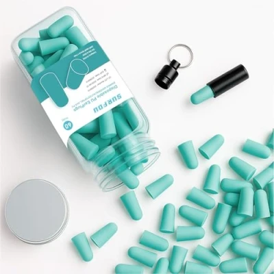 Image of SURFOU Ear Plugs Soft, Foam Earplugs Memory, 60 Pairs Sleep Plug Upgraded, Sleeping Noise Cancelling Reusable Earplug Snoring Ear+Plugs Deepsleeps Buds Snore