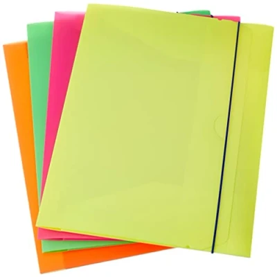 Image of Fellowes 1028101 Project Shocking File Folder Pack of 4 Assorted Fluorescent Colours