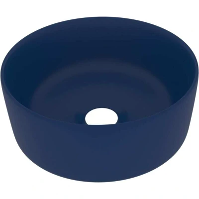 Image of vidaXL Luxury Wash Basin Round Matt Dark Blue 40x15 cm Ceramic