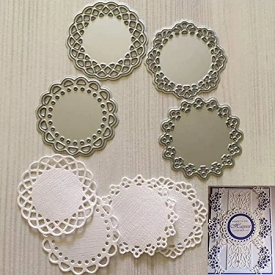 Image of Gemini_mall Cutting Dies, 4pcs Round Lace DIY Scrapbooking Dies Flower Metal Embossing Stencil for Album Paper Card Art Craft Decor Gift (4pcs Dies)
