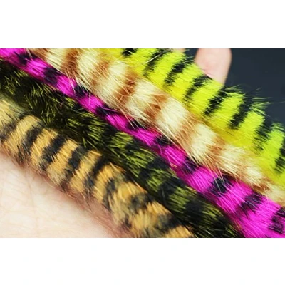 Image of 5 colors assorted Black Barred Rabbit Zonker Strips Straight Cut 4MM Width for Bass Trout Steelhead Fly Tying Materials