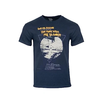 Image of David Bowie The Man Who Fell to Earth Film Poster Official T Shirt (as8, Alpha, l, Regular, L) Navy
