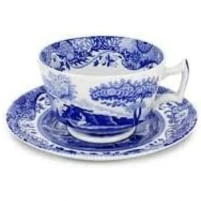 Image of Spode Blue Italian Set of 4 Breakfast Cups &amp; Saucers