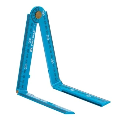 Image of OX Pro Tuff Folding Rule Cyan, Carpenters Measuring Angle Finder ABS Plastic Ruler 600mm