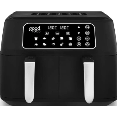 Image of GF17014 Good Food in partnership with Tower 8L 12 1 Dual Basket Air Fryer, Pre sets, Match Cook &amp; Sync Functions, 1700W, Black