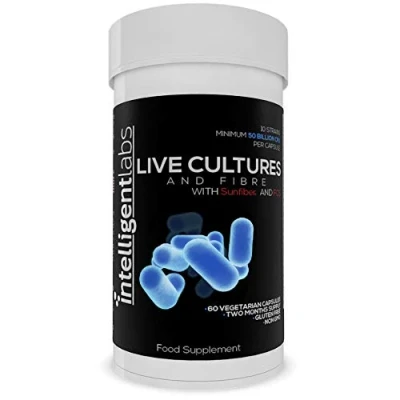 Image of 50 Billion CFU Intelligent Labs Probiotics and Fibre, No Refrigeration Needed, with Sunfiber® &amp; Fos, 2 Months Supply Per Bottle