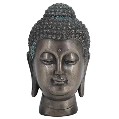 Image of Hapivida Resin Buddha Head Statue Sculpture Ornament Meditating Figurine for Home Tabletop Living Room Decoration