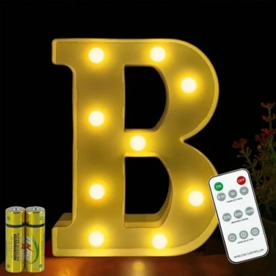 Image of HONPHIER® Letter Lights Decorative LED Alphabet Remote Control Marquee Decoration Light Up Sign Battery Operated for Birthday Party Wedding Receptions Holiday Bar Home Bedroom Bath Decor (B)