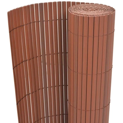 Image of vidaXL Garden Fence Double Sided Brown 1.5x3 m PVC