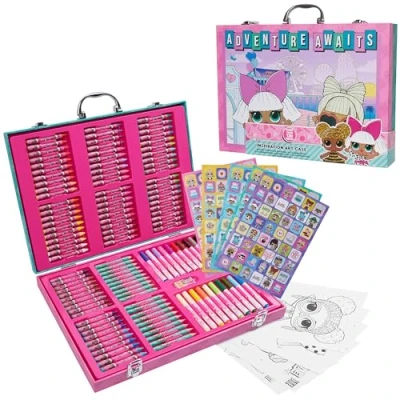 Image of L.O.L. Surprise! Painting Art Set Kids Colouring Sets Markers Pencils Supplies Travel Case Girls Gifts (Pink 130 Pcs)