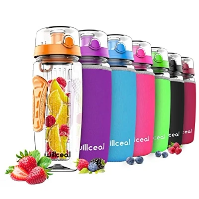Image of willceal Fruit Infuser Water Bottle 32oz Durable, Large BPA Free Tritan,Flip Lid, Leak Proof Design Sports, Camping (Orange)