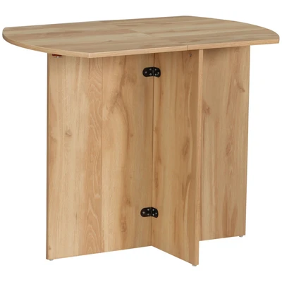 Image of HOMCOM Foldable Dining Table, Modern Drop Leaf Table for Kitchen, Room and Living Room, Oak