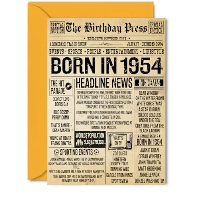 Image of 71st Birthday Card for Men Women The Press Newspaper Happy 71 Cards Husband Auntie Dad Cousin Nan Brother, 5x7 Inch Bday Greeting