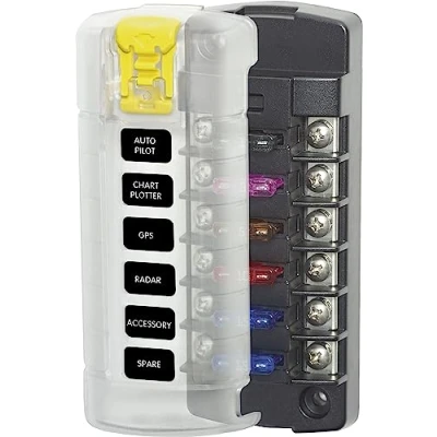 Image of Blue Sea Systems 5035 ST Blade Fuse Block 6 Circuit Independent with Cover