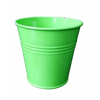 Image of spring life 10.5CM METAL TIN FLOWER POT PLANTER PEN HOLDER CONTAINER (lime green)