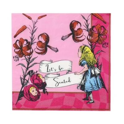 Image of Talking Tables 20 Pack Alice in Wonderland Disposable Paper Napkins, Supplies for Mad Hatter Tea Party, Birthday, Onederland, Baby Shower, Decoupage, Home Recyclable