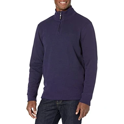 Image of Amazon Essentials Men&#039;s Quarter Zip French Rib Jumper, Navy, S
