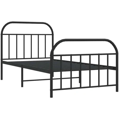 Image of vidaXL Metal Bed Frame without Mattress with Footboard Black 100x200cm
