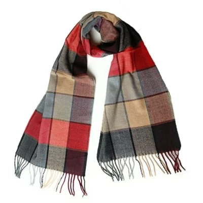 Image of Super soft check Cashmere feel plaid tartan scarf scarves for Men Mens (Multi square check)