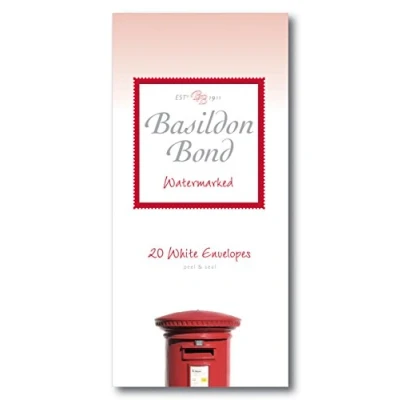 Image of Basildon Bond Luxury Peel and Seal Envelopes 20 Pack for P4TO Writing Pad White, Size 89 x 187mm