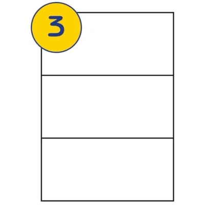 Image of LABELS4U 500 Sheets A4, 3 Label per Sheet, Size 210 x 99mm (1500 Labels)