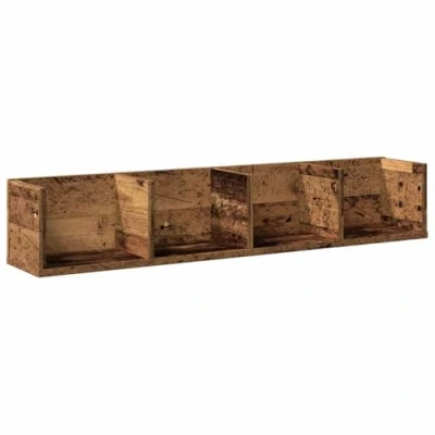 Image of vidaXL cd wall shelf storage/floating engineered wood old mounted 100x18x18 cm 4 compartments