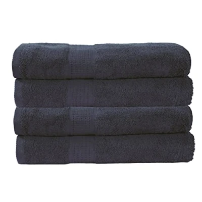 Image of Panzy 100% COTTON 500 GSM ABSORBENT TOWEL SET, QUALITY RINGSPUN 70X140 CM BATH TOWELS &amp; 50X100 Hand (4 Towels, Navy)