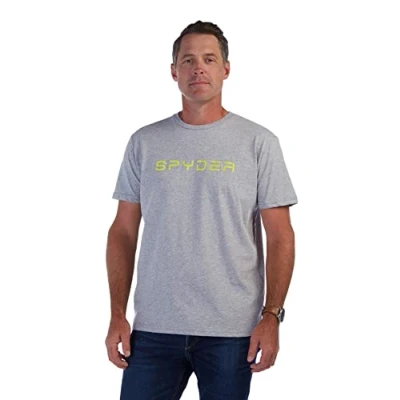 Image of Spyder Men&#039;s Slalom S/S Tee T Shirt, Heather Grey, Medium