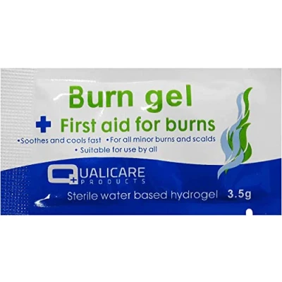 Image of Qualicare Emergency First Aid Burns Care Scalds Sunburn Dressings Cooling Gel 3.5g Sachets, 5 Packets