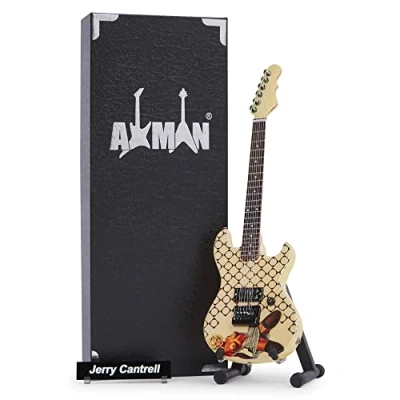 Image of Jerry Cantrell Miniature Guitar Replica Music Gifts Handmade Ornamental 1/4 Scale Display Box, Name Tag and Stand Included