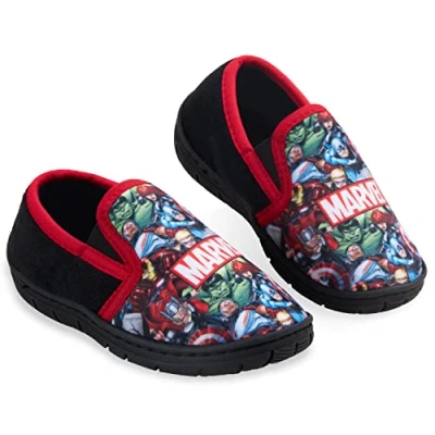 Image of Marvel Spiderman Boys Slippers, Avengers Slippers for (UK child 10, numeric_10, Black)
