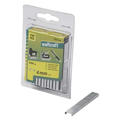 Image of wolfcraft 2,400 Broad Back Staples, Extra Hard Steel, Type 053, 4 mm I 7021000 Ideal for fastening fabric, textiles and thin strips of wood
