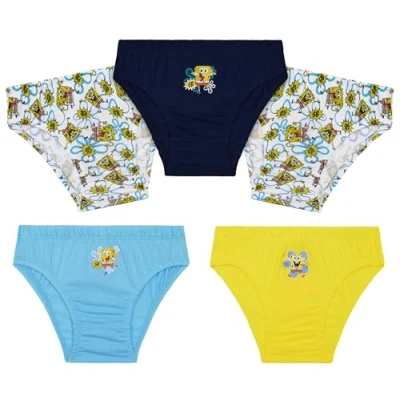 Image of SPONGEBOB SQUAREPANTS Boys Underwear Briefs, Comfy Breathable Cotton Pants for Kids Pack of 5 (Multi, 6 7 Years)