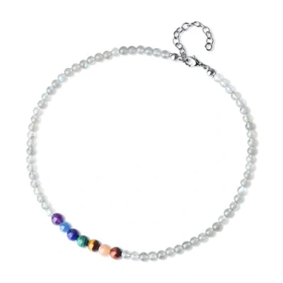 Image of COAI 7 Chakra Necklace Stone Beaded Choker for Women, Labradorite