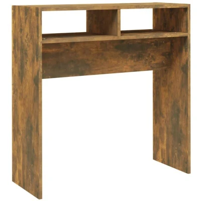 Image of vidaXL Modern Console Table with Storage, 78x30x80 cm, Smoked Oak Engineered Wood for Entrance, Hallway, Living Room, and Office Spaces