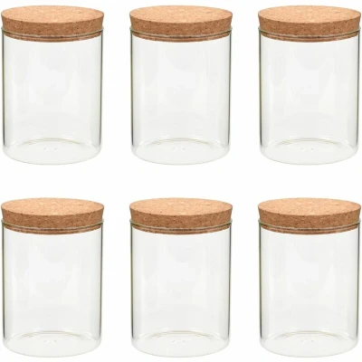 Image of vidaXL Storage Glass Jars with Cork Lid 6 pcs 650 ml