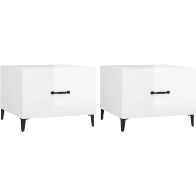 Image of vidaXL Coffee Tables with Metal Legs 2 pcs High Gloss White 50x50x40 cm