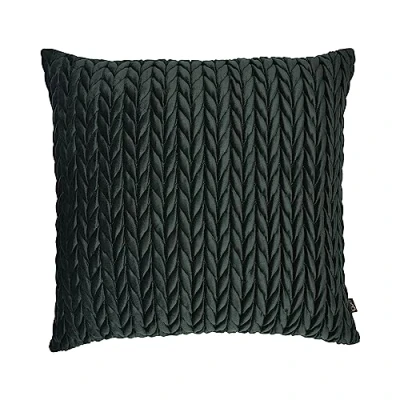 Image of Laurence Llewelyn Bowen Dark Green Plain Plaited Cushion 43 x 43cm Velvet with Filling/Padding Included Bottle Crotchet Amory Collection of Plait Cushions
