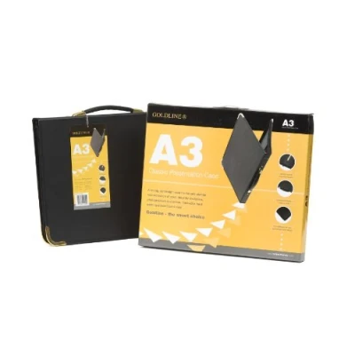 Image of Clairefontaine Ref PCJ1A3BKZ Goldline Classic Presenation Case with Rings (25 Pockets) A3 (420 x 297mm) Size, Rigid Grained Vinyl, 3 Black Colour