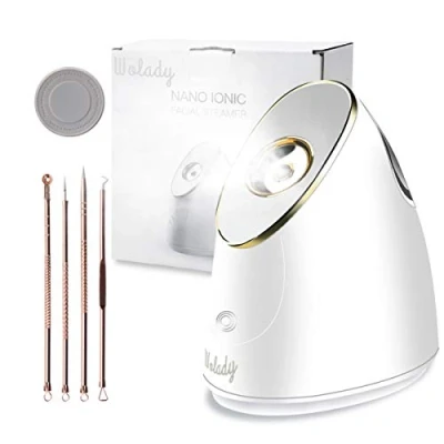 Image of Wolady Facial Steamer, Nano Ionic Face Steamer Sauna Hot Mist for Spa Moisturzing Opening Pores with 4 Pcs Extraction Tools (White)